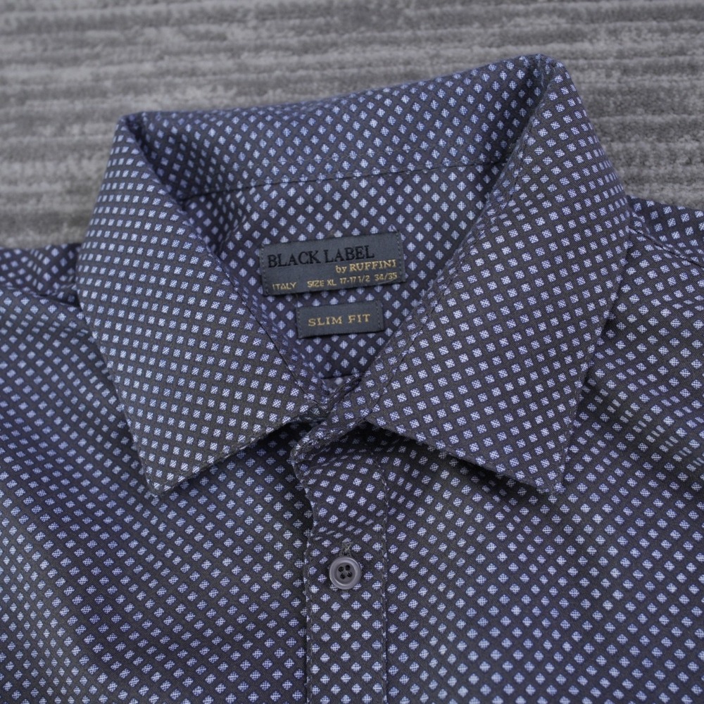 Black Label By Ruffini Shirt Men Button Up Italy Slim Fit Long Sleeve XL 17 17.5 - Picture 10 of 10